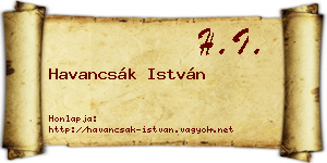 Havancsák István névjegykártya